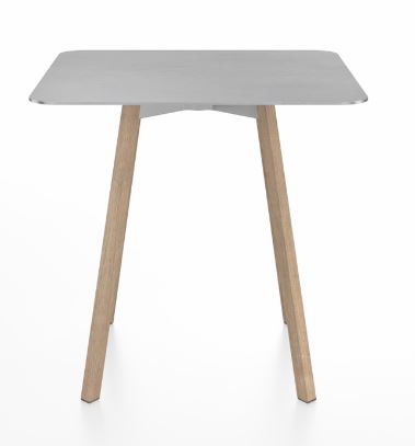 EMECO Su Cafe Table- 30"- Square Top/ Reclaimed Wood Legs