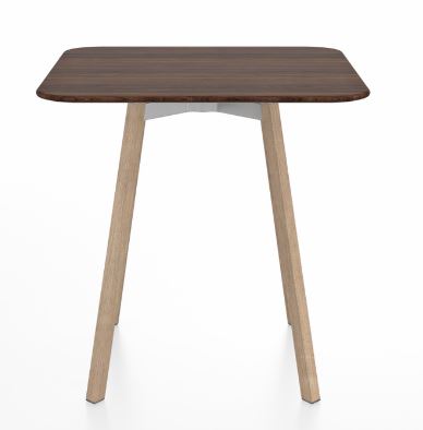 EMECO Su Cafe Table- 30"- Square Top/ Reclaimed Wood Legs