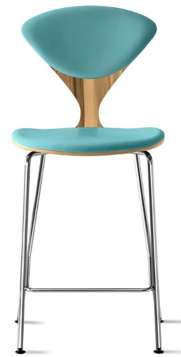 CHERNER Metal Base Stool- Natural Red Gum w/ Seat & Back Pad