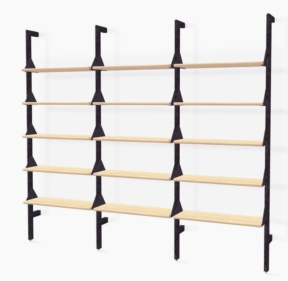 Black Uprights Black Brackets Blonde Shelves
