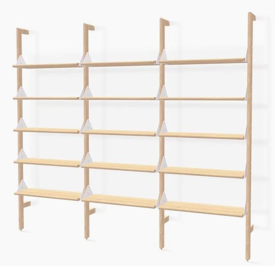 Blonde Uprights White Brackets Blonde Shelves
