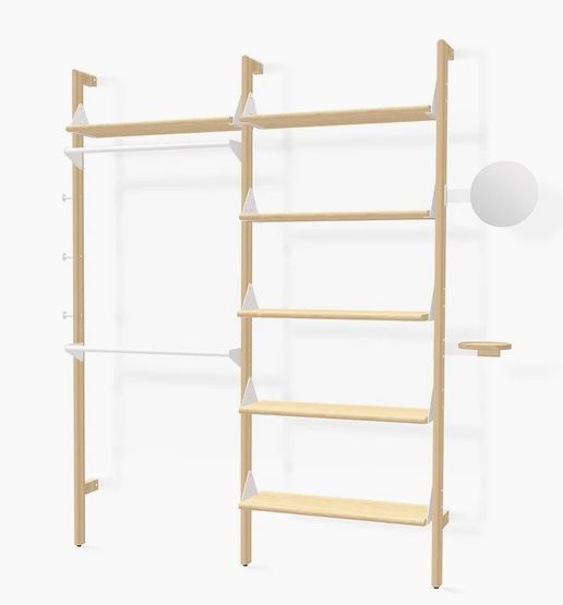 Blonde Uprights White Brackets Blonde Shelves