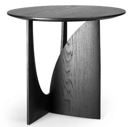 Oak Geometric Black Side Table