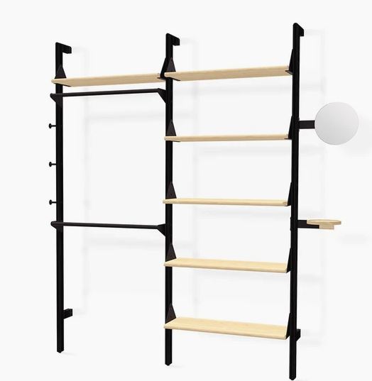 Black Uprights Black Brackets Blonde Shelves