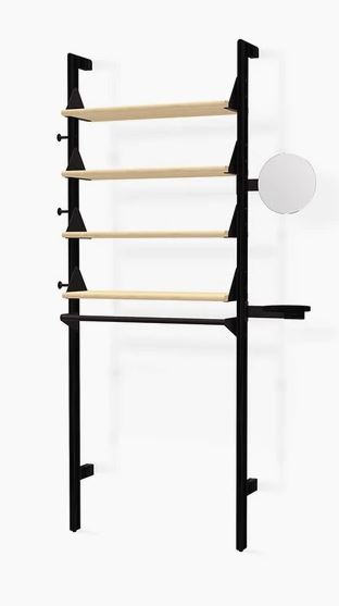 Black Uprights Black Brackets Blonde Shelves
