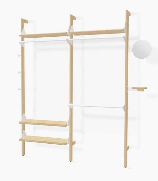 Blonde Uprights White Brackets Blonde Shelves