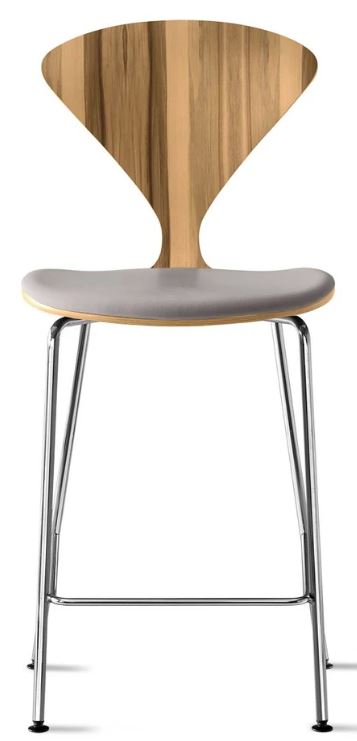 CHERNER Metal Base Stool- Natural Red Gum w/ Seat Pad Only