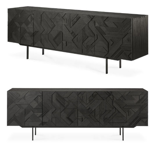 Teak Graphic Sideboard- 88.5"