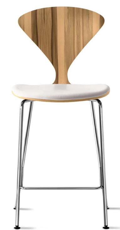 CHERNER Metal Base Stool- Natural Red Gum w/ Seat Pad Only