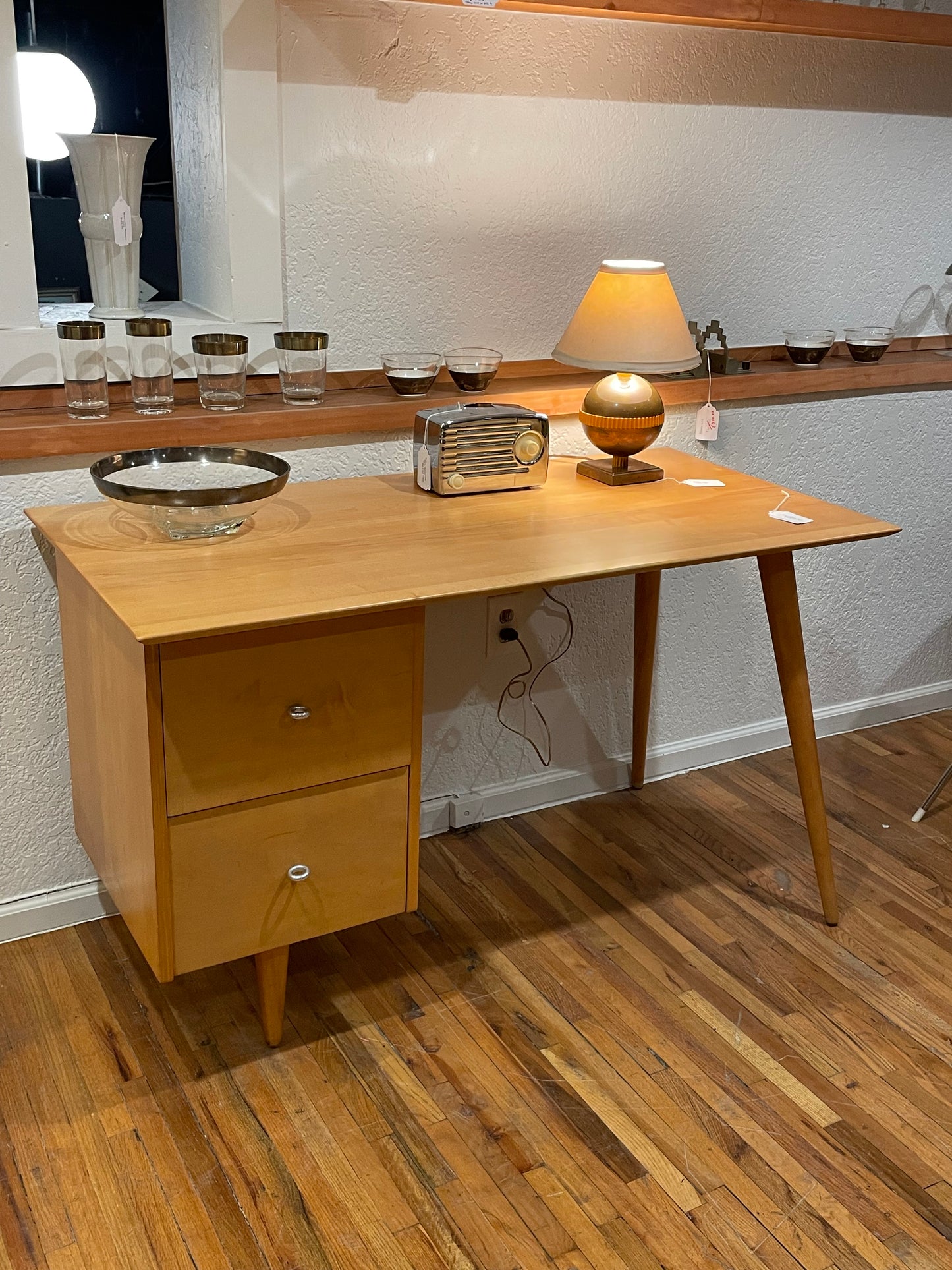Restored Paul McCobb Writing Desk w/Ring Pulls