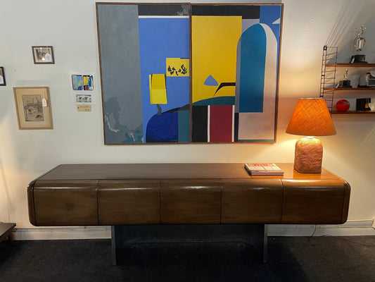 Walnut + Chrome Credenza