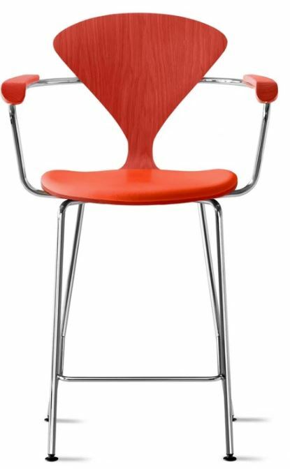 CHERNER Metal Base Stool with Arms- Classic Orange w/ Seat Pad Only