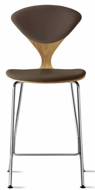 CHERNER Metal Base Stool- Natural White Oak w/ Seat & Back Pad