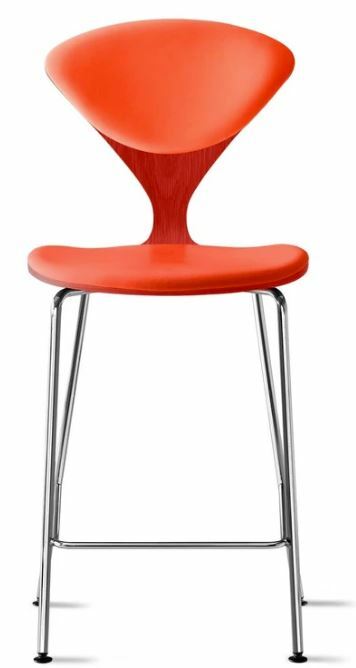 CHERNER Metal Base Stool-Classic Orange w/ Seat & Back Pad