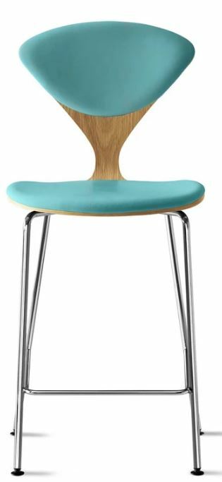 CHERNER Metal Base Stool- Natural White Oak w/ Seat & Back Pad