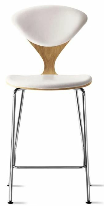 CHERNER Metal Base Stool- Natural White Oak w/ Seat & Back Pad