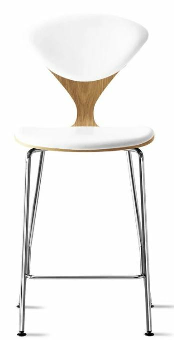 CHERNER Metal Base Stool- Natural White Oak w/ Seat & Back Pad