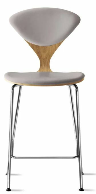 CHERNER Metal Base Stool- Natural White Oak w/ Seat & Back Pad