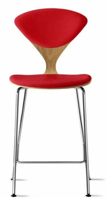 CHERNER Metal Base Stool- Natural White Oak w/ Seat & Back Pad