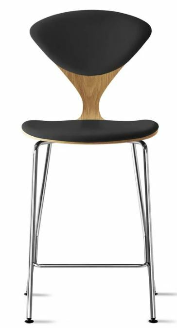 CHERNER Metal Base Stool- Natural White Oak w/ Seat & Back Pad