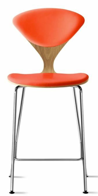 CHERNER Metal Base Stool- Natural White Oak w/ Seat & Back Pad