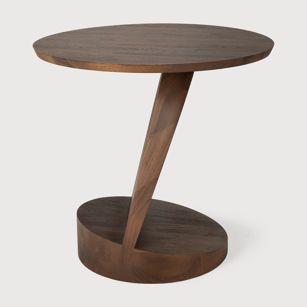 Teak Oblic Black Side Table